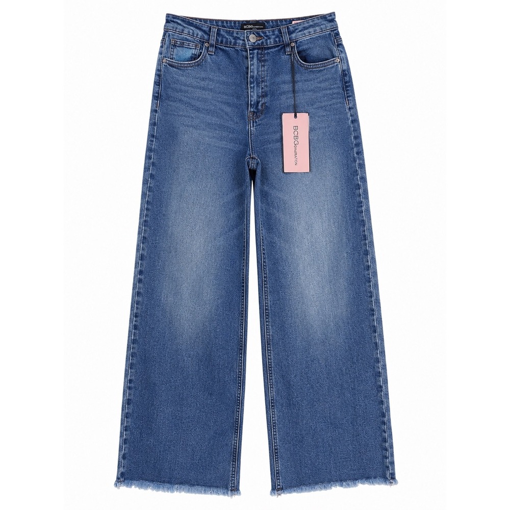NWT BCBG Generation High Rise Wide Leg Jeans Size 29 Frayed Hem Denim